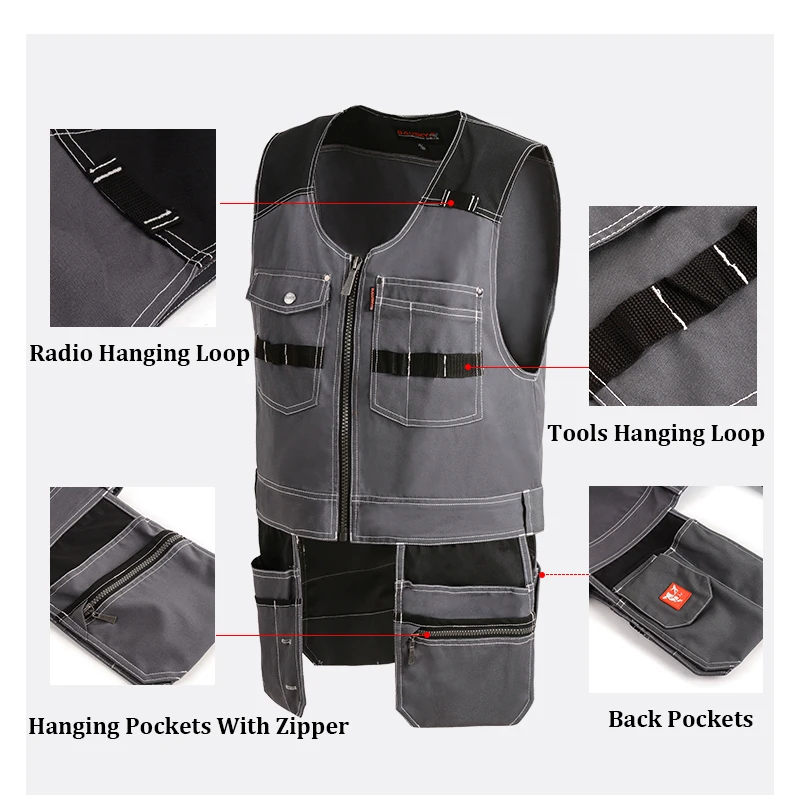 Men Male Female Outdoor Workwear Work Vests Multifunction Tool Multi Pockets Vests