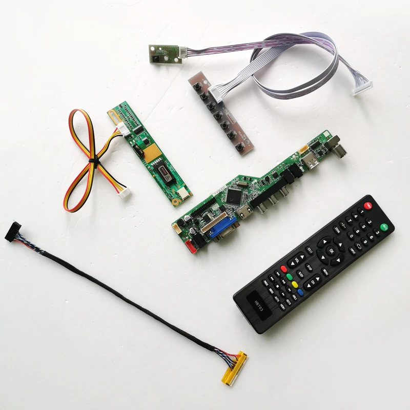 For LP141X13-B1/C1/C2 keyboard+Remote+Inverter LCD panel monitor HDMI VGA USB AV T.V56 drive card board LVDS 1CCFL 30Pin DIY kit