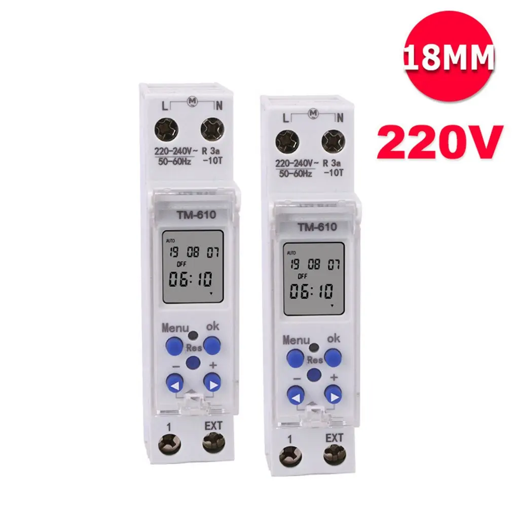 SINOTIMER 220 В/110 В TM610 1P 18 мм одиночный модуль din-рейка ЖК цифровой 7 дней 24 часа программируемый таймер