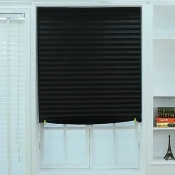 

Blackout Pleated Window Shades Window Blind Blackout Light Block Cordless Black