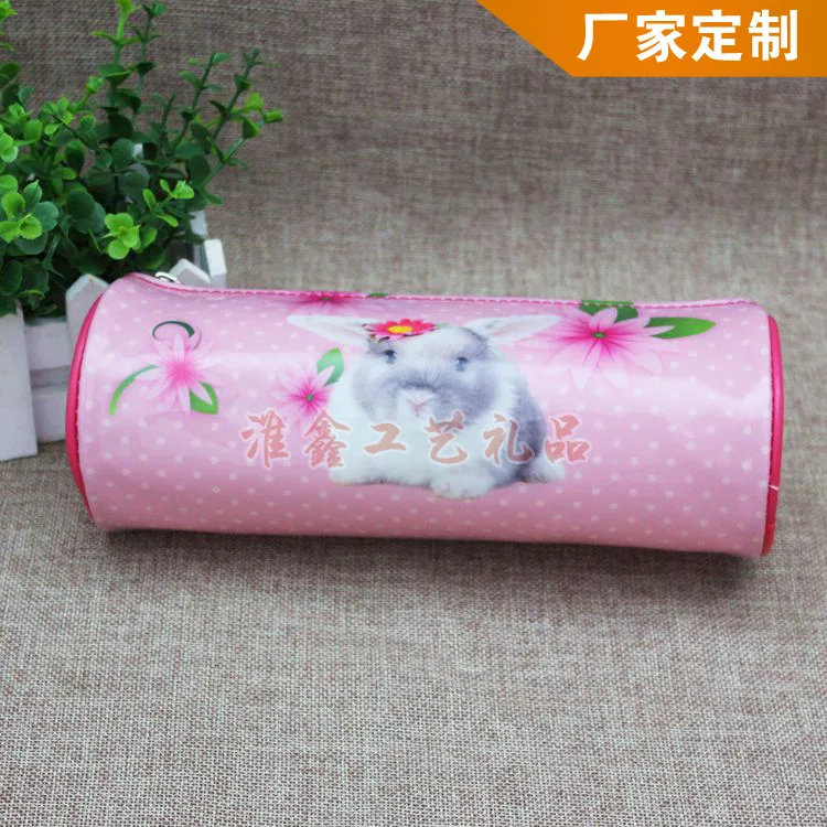 

Round Barrel Pencil Case Cartoon PVC Students Stationery Zipper Bag Office Learning Prizes Customizable