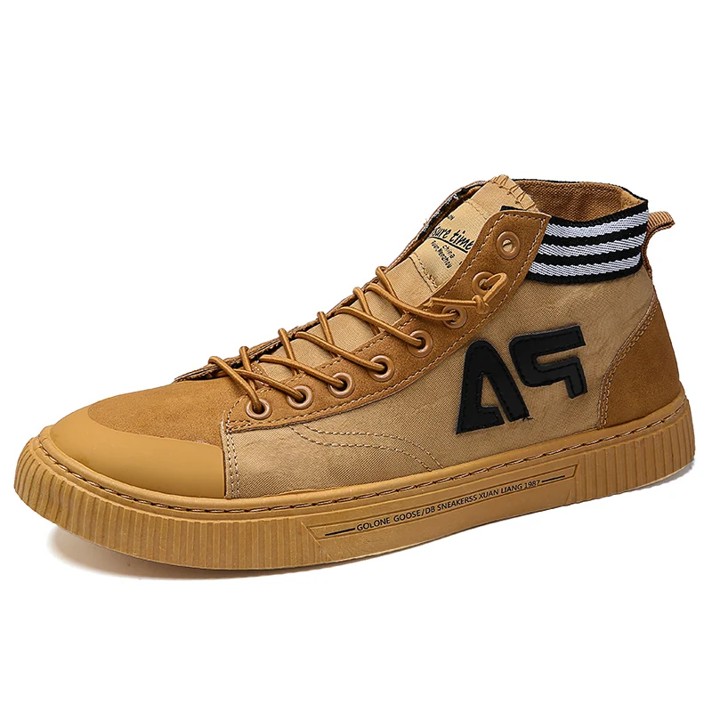

2019 Autumn men's new tide shoes Korean high-top canvas casual shoes fashion wild white sneakers bota masculina cowboy boots