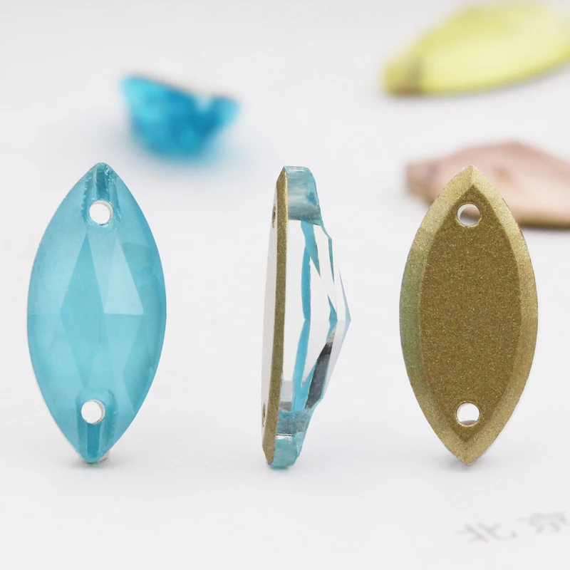 

72/42/36/12 Pcs Wholesale Navette Rhinestone For Clothes Needlework Crystals Sew On Rhinestone Applique Glass Strass For Fabric