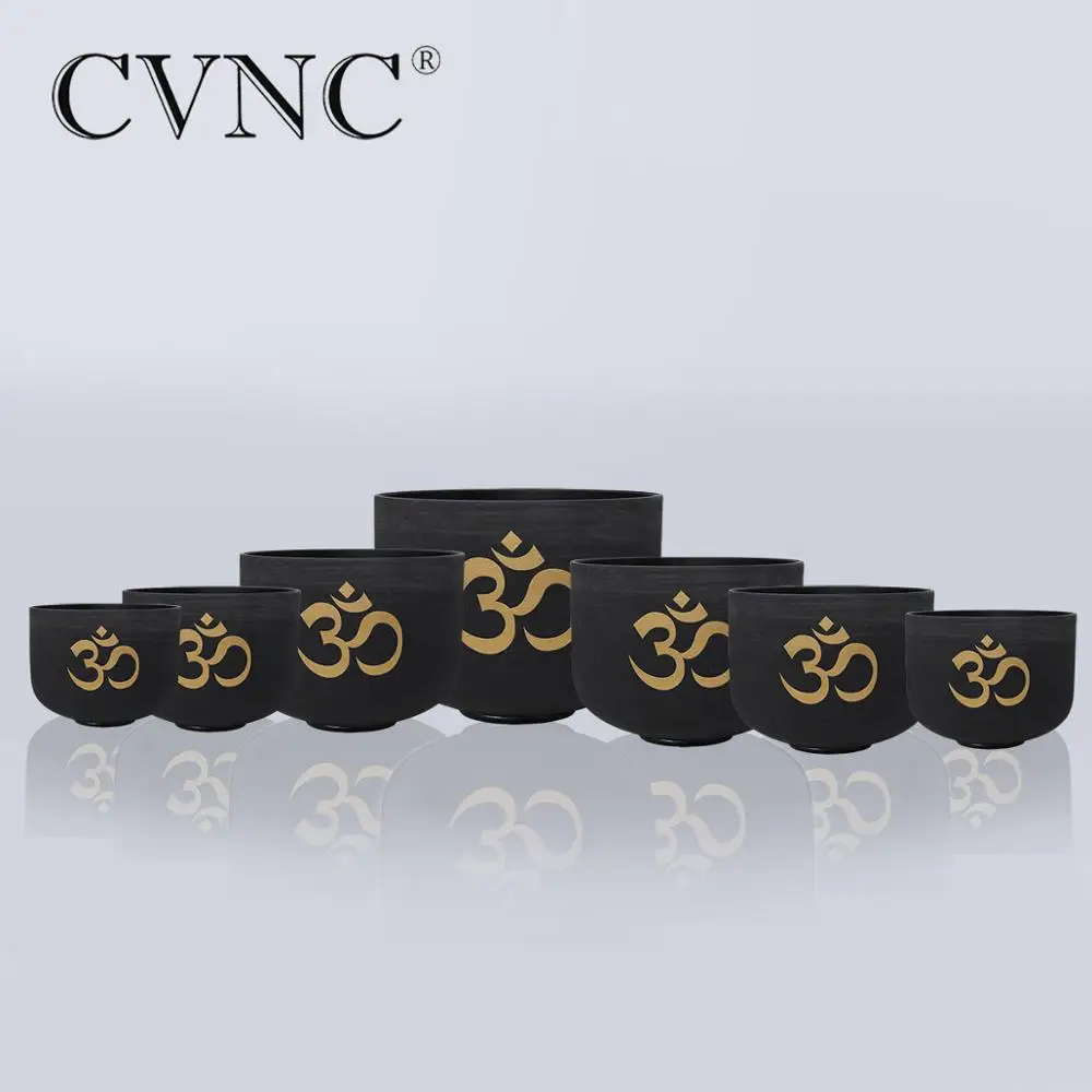 CVNC Chakra OM Дизайн Набор из 7 шт. "-12" Note CEEFGAB Матовый Кварцевый Кристалл Поющая чаша