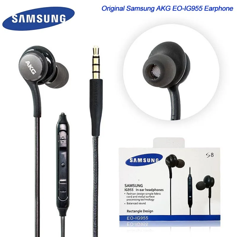 Samsung-auriculares AKG EO-IG955, auriculares con cable trenzado y micrófono, Control de volumen, para Galaxy A01, S8, S9, S10 Plus, A71, A91, A50, Note 4, 8, 9