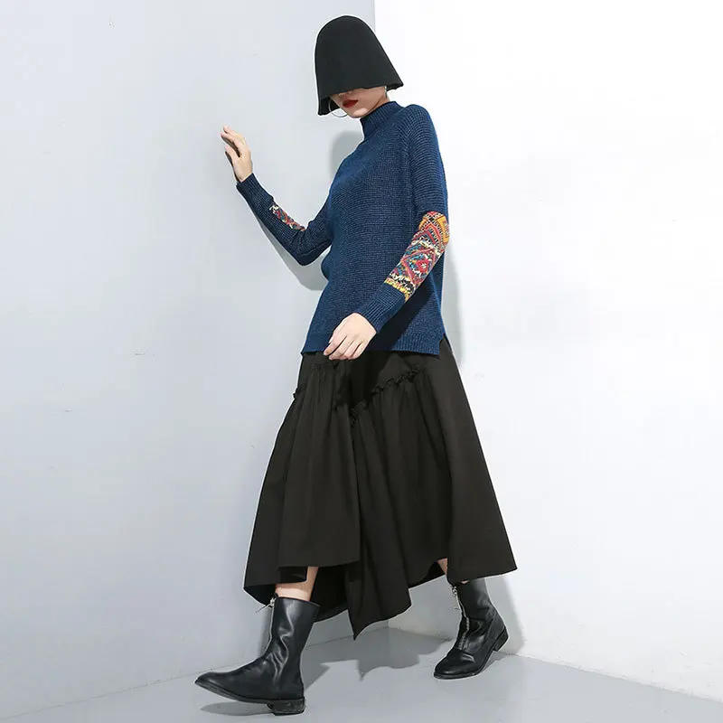 Женские свитера с высоким воротом, женские свитера и пуловеры, винтажные свитера для женщин, компьютерная вязка A71Z40