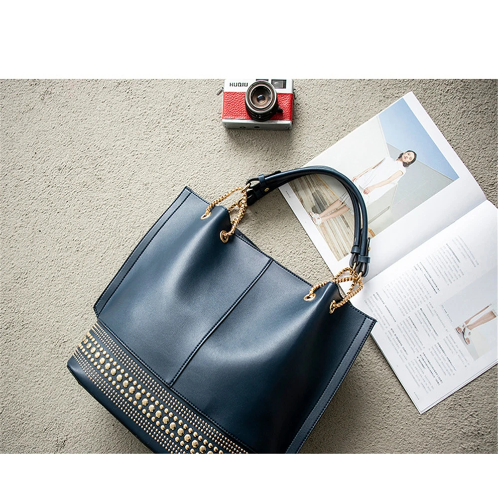 

big handbags Female cross-border European and American bags including three-piece single-shoulder stuffed rivet women bag