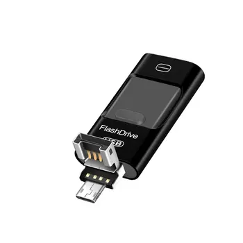 

Android mobile phone u disk Black dual head 3 in 1 three-use otg USB flash drive Dual-head Android for mobile phone U disk