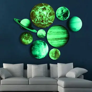 

Fluorescent 9 Planets Luminous Wall Stickers Solar System Kids Gifts Decroation Waterproof Stick Fluorescent Decor Bedroom B9L2