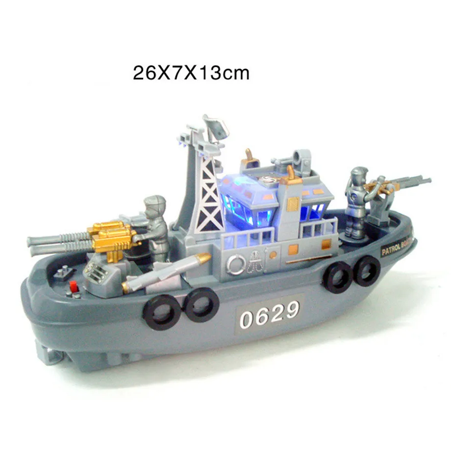 Электрические патрульные лодки Diecasts модельные светильники в виде игрушек модель привода игрушки Водный крейсер детский корабль кирпичи игрушки подарки для мальчиков Игрушки для ванной