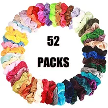 Pack Of 52 Velvet Elastic Hair Bands For Women Or Girls Hair Accessory Cute Bow Grosgrain Hair Accessories Hair Bands#F