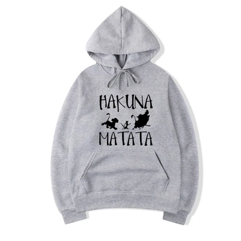 Женский Бренд hakuna matata с капюшоном, осенние толстовки в стиле хип-хоп, унисекс, розовые толстовки, забавное пальто, женская кофта с капюшоном для девочек - Цвет: T120b-grey