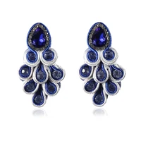 Handmade Soutache Drop earrings weaving blue black and white Rhinestone decoration women's jewelry beautiful earring Design new 1
