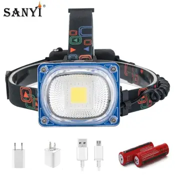 

LED Headlamps High Power USB Rechargeable Headlight COB Wide Angle Head Lamp Torch 3 Modes Camping Lantern 2x18650 Frontal Lamp