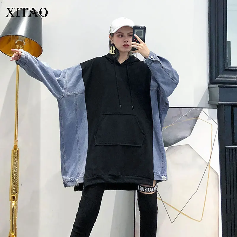 XITAO женские популярные цветные толстовки корейская мода карман на шнурке осень элегантные маленькие свежие повседневные свободные толстовки WLD2539