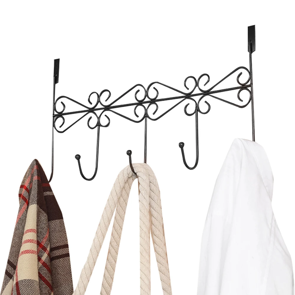 

4 Hooks Over Door Hanger Rack Bathroom Kitchen Hat Towel Hanger Over Door Hanging Rack Holder
