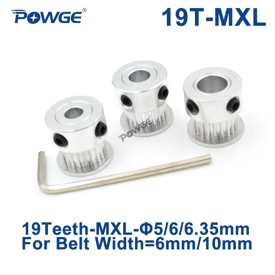 

POWGE Inch Trapezoid 19 Teeth MXL Timing pulley Bore 5/6/6.35mm for width 6mm 10mm MXL synchronous Belt Gear wheel 19teeth 19T