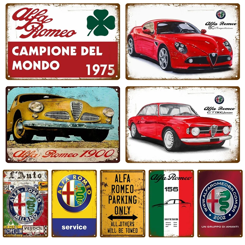 Металлический знак Alfa Romeo в стиле ретро олово гаражный металлический плакат