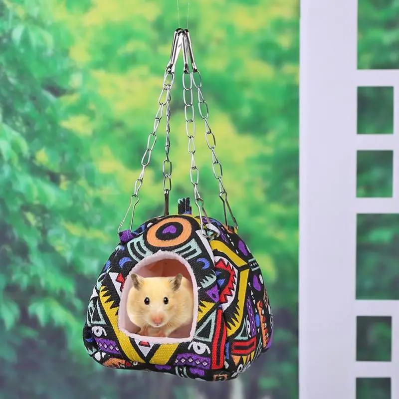 Small Animal Warm Sleeping Nest Yurt Hamster Hedgehog Canvas Pearl Cotton Hanging House Beds Pet Supplies for Winter
