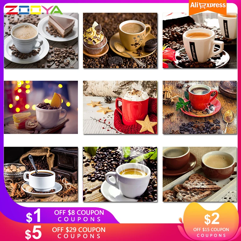 

ZOOYA Full Square/Round Drill 5D DIY Diamond Painting "Coffee pattern" Embroidery Cross Stitch 5D Home Decor Gift ZW000