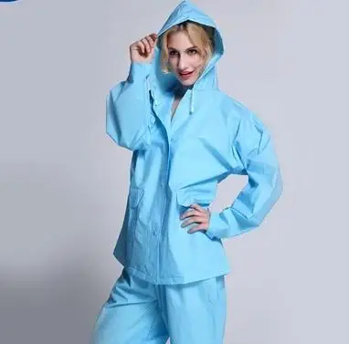 Waterproof EVA Long Rain Coat Transparent Women Motorcycle Yellow Raincoat Adult pluie regenjacke Rain Gear 6RTH21 - Цвет: BLUE