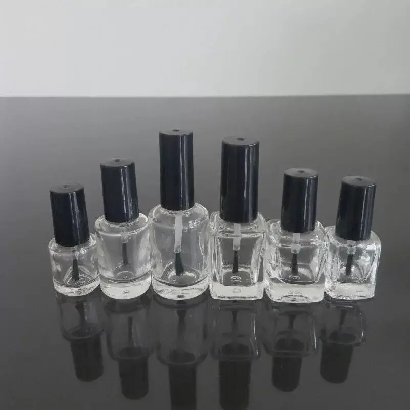 투명 유리 매니큐어 병 5 개 3/5/8/10/15ml, 뚜껑 브러쉬 포함, 화장품 용기, 네일 유리 병, 브러쉬 포함