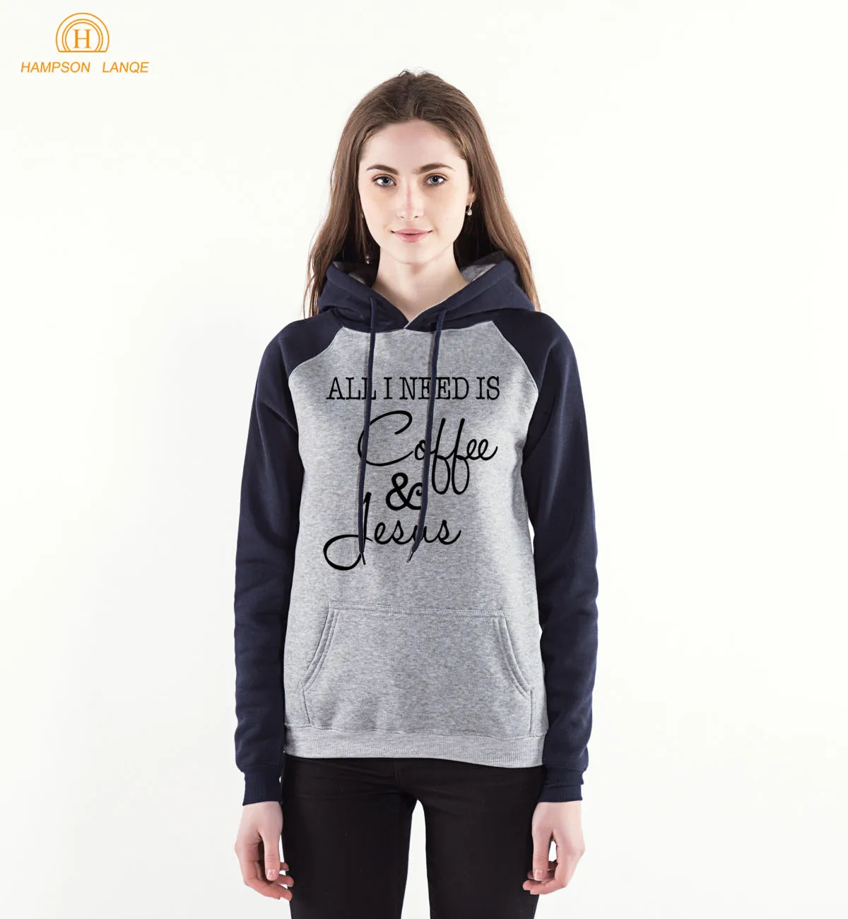 

2020 Spring Autumn Women Sweatshirts All I Need Is Coffee & Jesus Super Christian Raglan Hoodies Warm Long Sleeve Pullovers