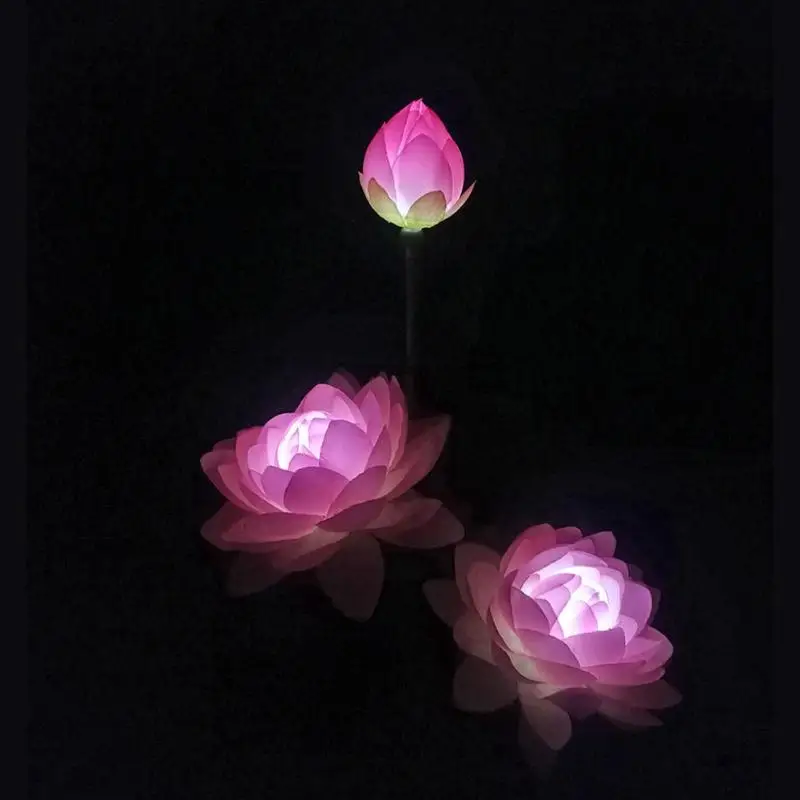 3LED Solar Simulation Lotus Flower Light Garden Landscape Decorative Lamp