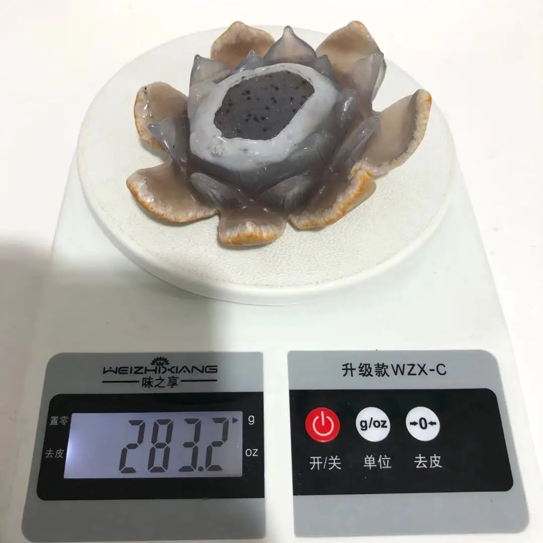 Натуральный агат Geode Lotus Drusy Druse Статуэтка Кристалл кварц драгоценный камень ручной резное исцеление для украшения дома подарок и DD - Цвет: Lotus  3
