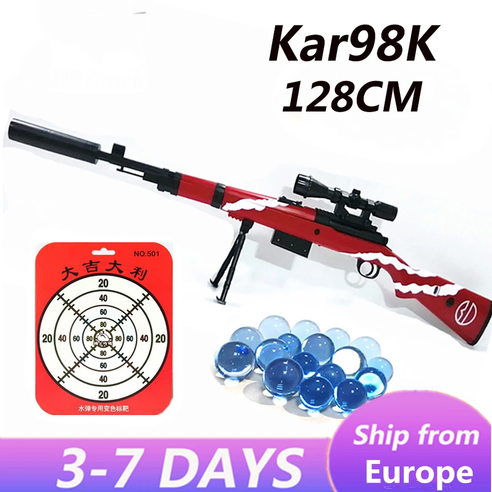 

Kar98K Weapon Water Bullet Boy Sniper Rifle Outdoor Game Shooting gun with sniper mirror and silencer friend toy Birthday Gift