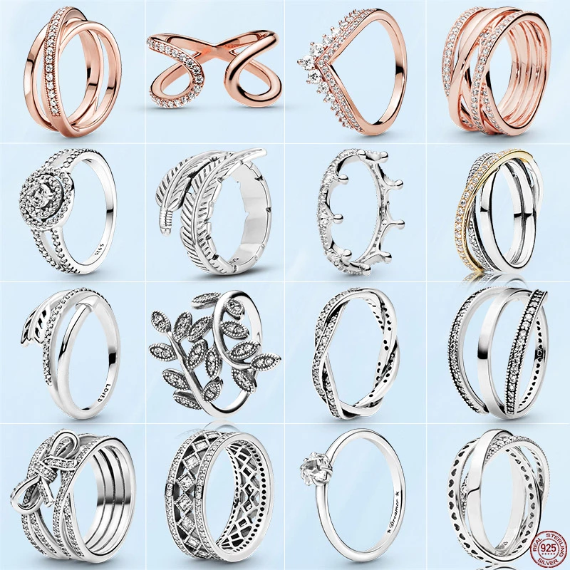 wedding rings for women Original 925 Sterling Silver Wrapped Open Infinity Ring Sparkling Double Halo Ring For Women Wedding Party Lady Jewelry Gift rings for women