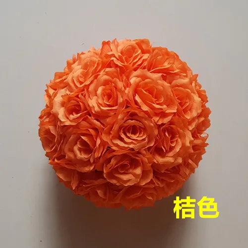orange Искусственный Розовый Шелковый цветочный шар центральный мятный декоративный висящий цветочный шар Свадебные украшения DIY любой цвет может быть смешан - Цвет: orange