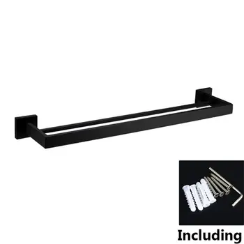 

Bathroom Double Towel Bar Wall Mount,SUS 304 Stainless Steel Matte Black