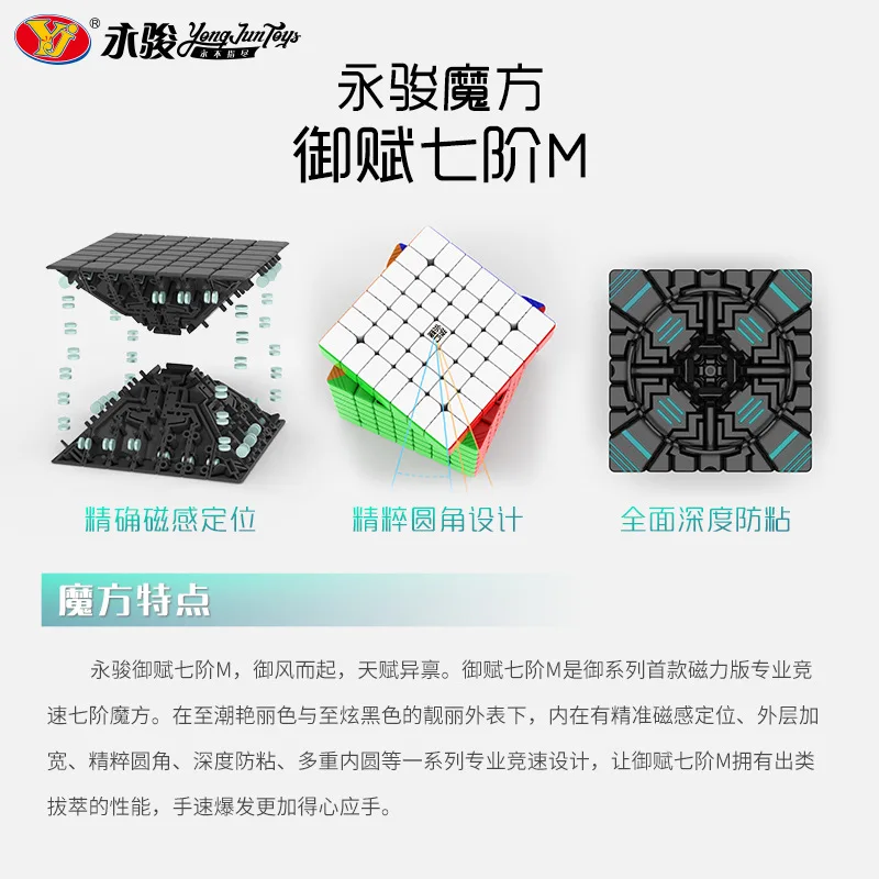 Yongjun YJ YuFu 7x7 м Stickerless speed Cube магнитные обучающие игрушки для детей и взрослых 6,9 см оригинальная коробка