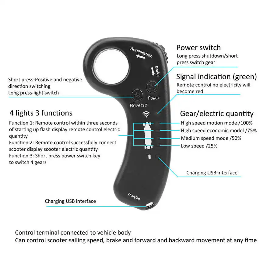 Electric Scooter Accessories 2.4Ghz Electric Remote Controller Four Wheeled Remote Control Receiver Longboard Part