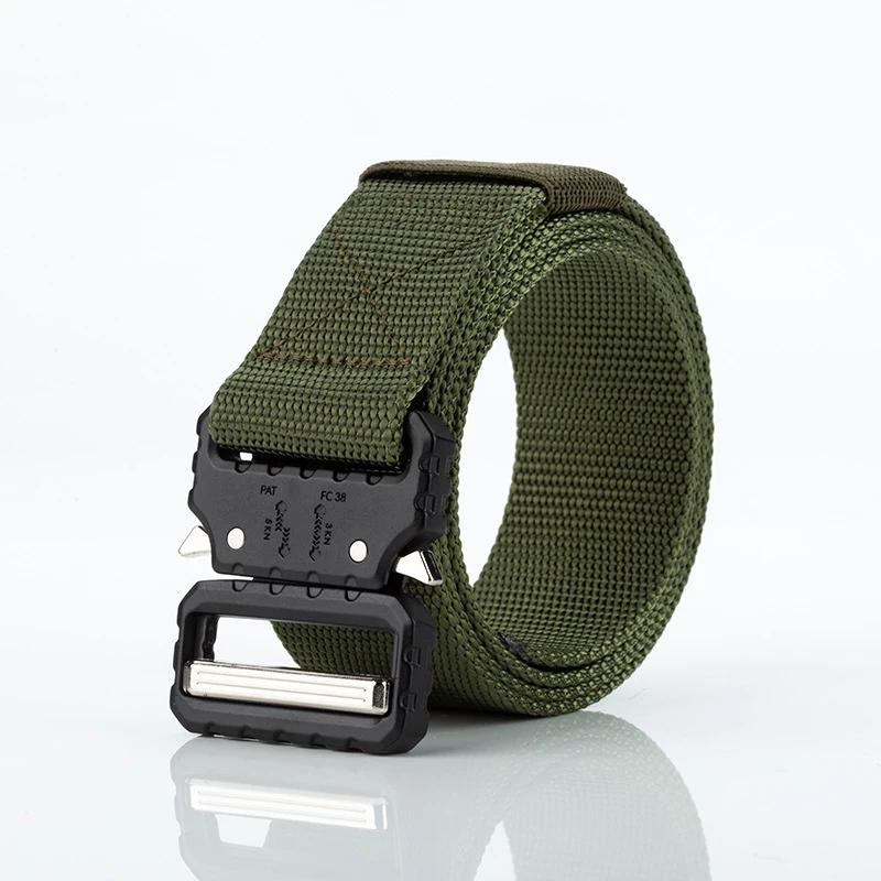 C Army green Новинка 3,8 см уличный мужской ремень, модный качественный нейлоновый сплав, с пряжкой, мужской ремень, повседневный плетеный нейлоновый мужской и женский ремень - Цвет: C Army green
