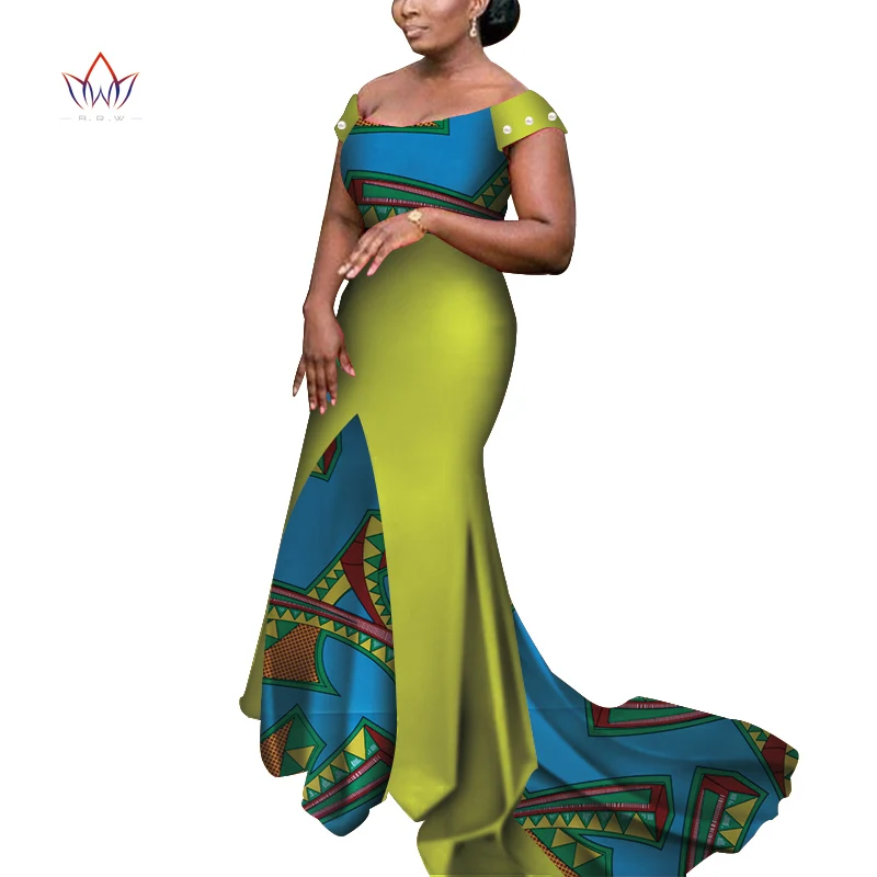 Африканские платья для женщин с открытыми плечами Длинные платья Дашики вечерние платья в африканском стиле WY3852 - Цвет: 11