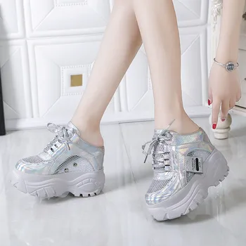 

Baotou half slippers female lazy shoes 2019 summer new thick-bottomed muffin breathable mesh surface increased sandals and slipp