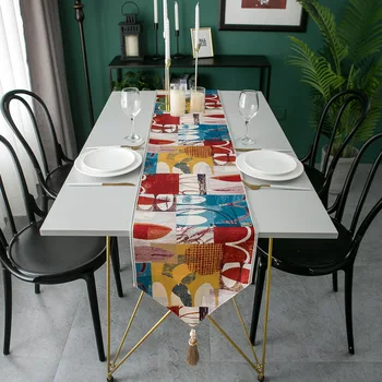 

Table Runner European Jacquard Geometric Hotel Dining Decoration Table Cloth Tablecloth Coffee Table Bed Runner Green Tablewear