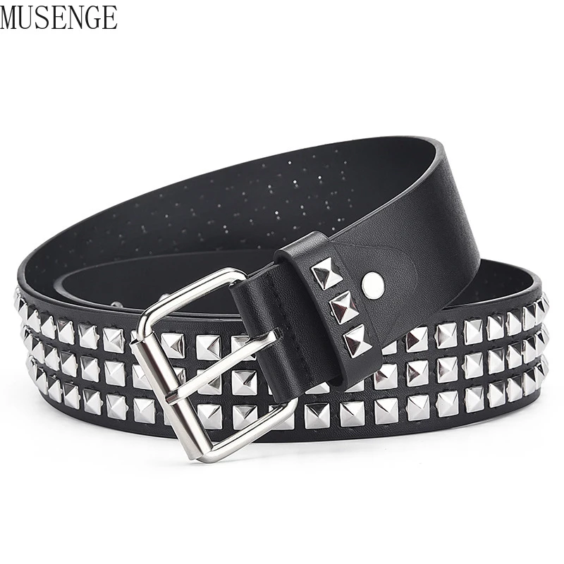 Cinturón de moda con tachuelas mujer, cinturones de remache estilo gótico para mujer, hebilla de Pin Punk Rock, cinturón de mujer de diseñador negro Harajuku|Cinturones de mujer| - AliExpress