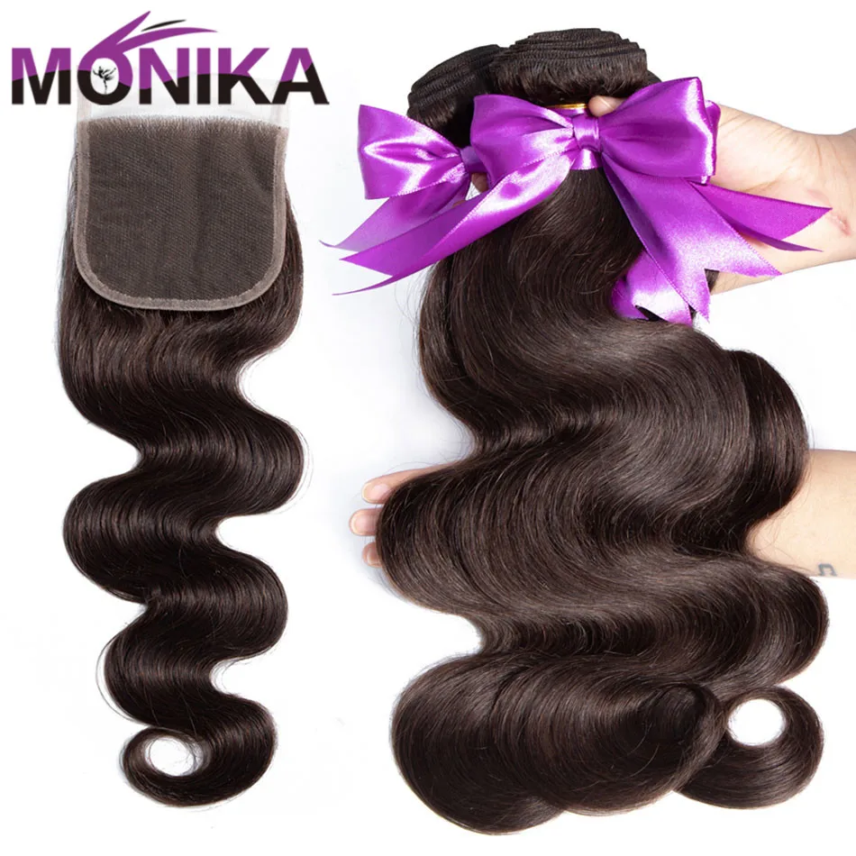 Monika #2 #4 коричневые чистые цветные пряди с закрытием малазийские волосы волнистые
