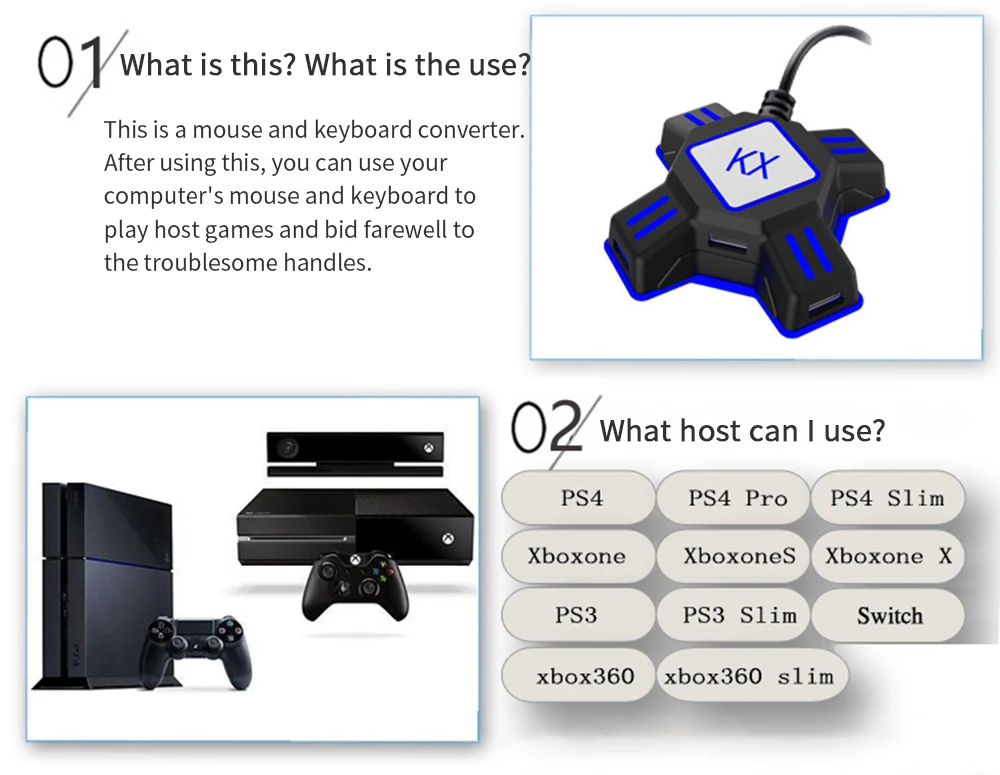 Конвертер для nintendo Switch/Xbox/PS4/PS3 геймпад передача на клавиатуру+ мышь для игровых аксессуаров поддержка основной игровой консоли