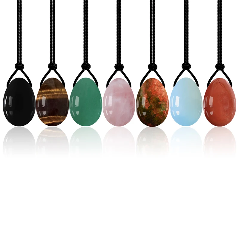 

45*30mm Yoni Egg Rose Quartz Jade Egg Drilled Amethyst Ben Wa Balls for Women Kegel Exercise Natural Crystal Stone Eggs