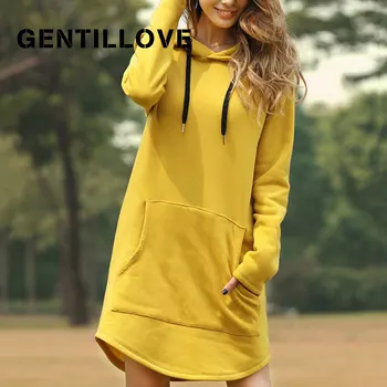 Gentillove 한국 팝 후디, 단색 빈티지 빅 포켓 스웻셔츠, 캐주얼 롱 탑, 여성 패션, 오버사이즈 시크 후디, 봄