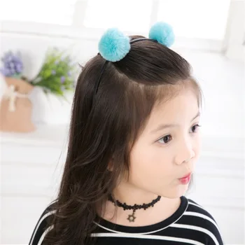 

Headwear Sweet Girls Beautiful Hairband Children Headpieces Rabbit Eears Plush Ball Hair Head Hoop Kids Hair Baby Tiara