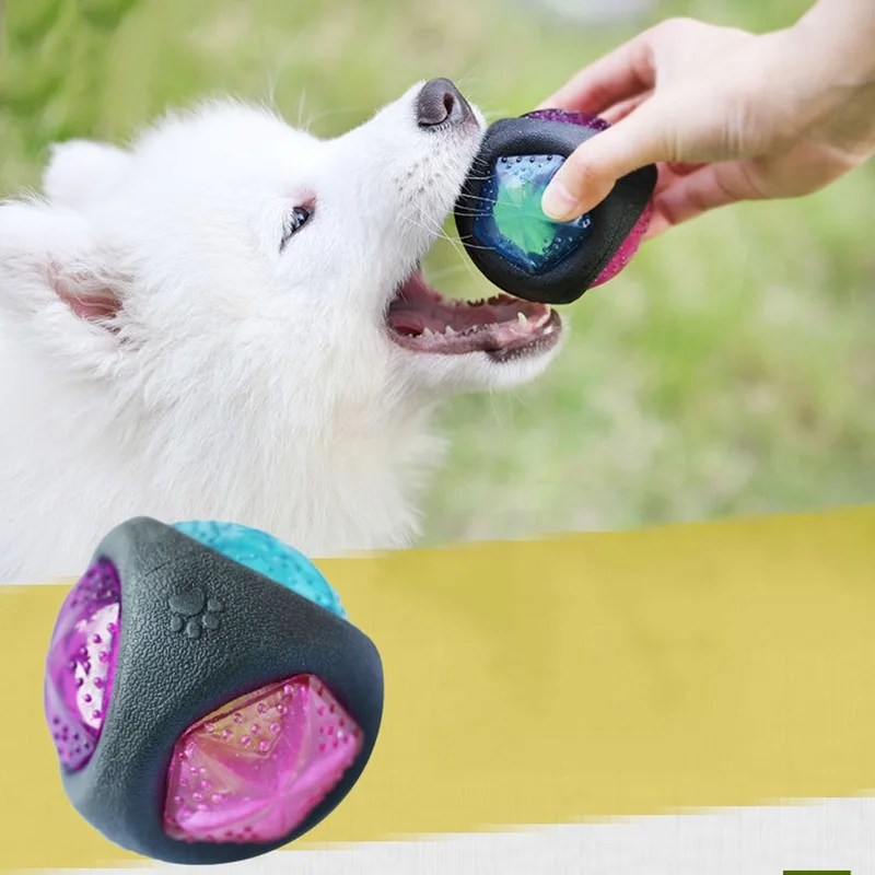 Оригинальный писк жевать игрушка мяч с светодиодный ночной Светильник для
