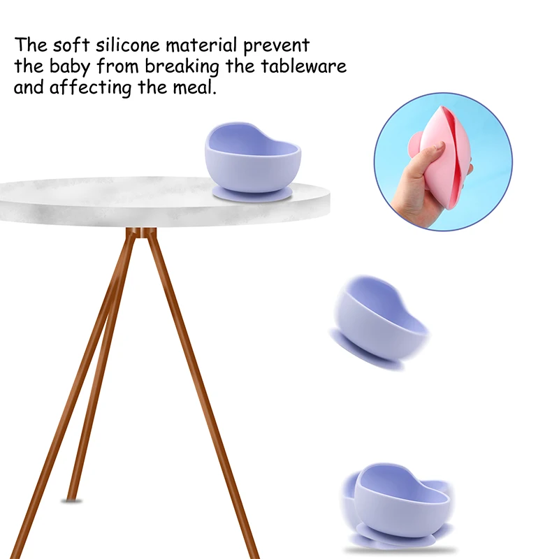 1set Baby Silicone Bowl Feeding Set Kids Dishes Spoon Waterproof Spill-Proof Suction Rotating Bowl Tableware Silicone Plate Dish