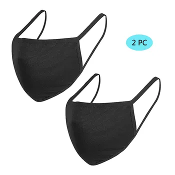 

2Set 2PC Breathable Face Mask With Filters Cotton Dustproof Mask Polyester Fiber Printing Mask Adjustable Earrings Black Maska