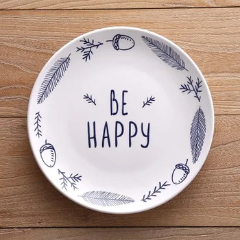 

European Style 8*inch Dia Bone China Ceramic Rice Dishs Plant Pattern Porcelain Tableware Salad Sushi Cake dish free shipping