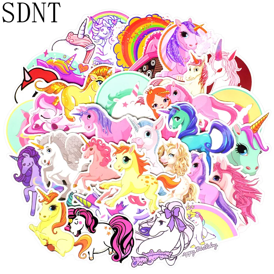 30 Uds pegatinas de unicornio lindo Anime de dibujos animados preciosas pegatinas de animales para los niños DIY Scrapbook portátil bicicleta Skateboard maleta